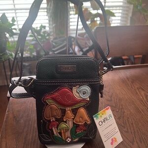 Chala Black Crossbody Bag with Mushroom and Snail Design